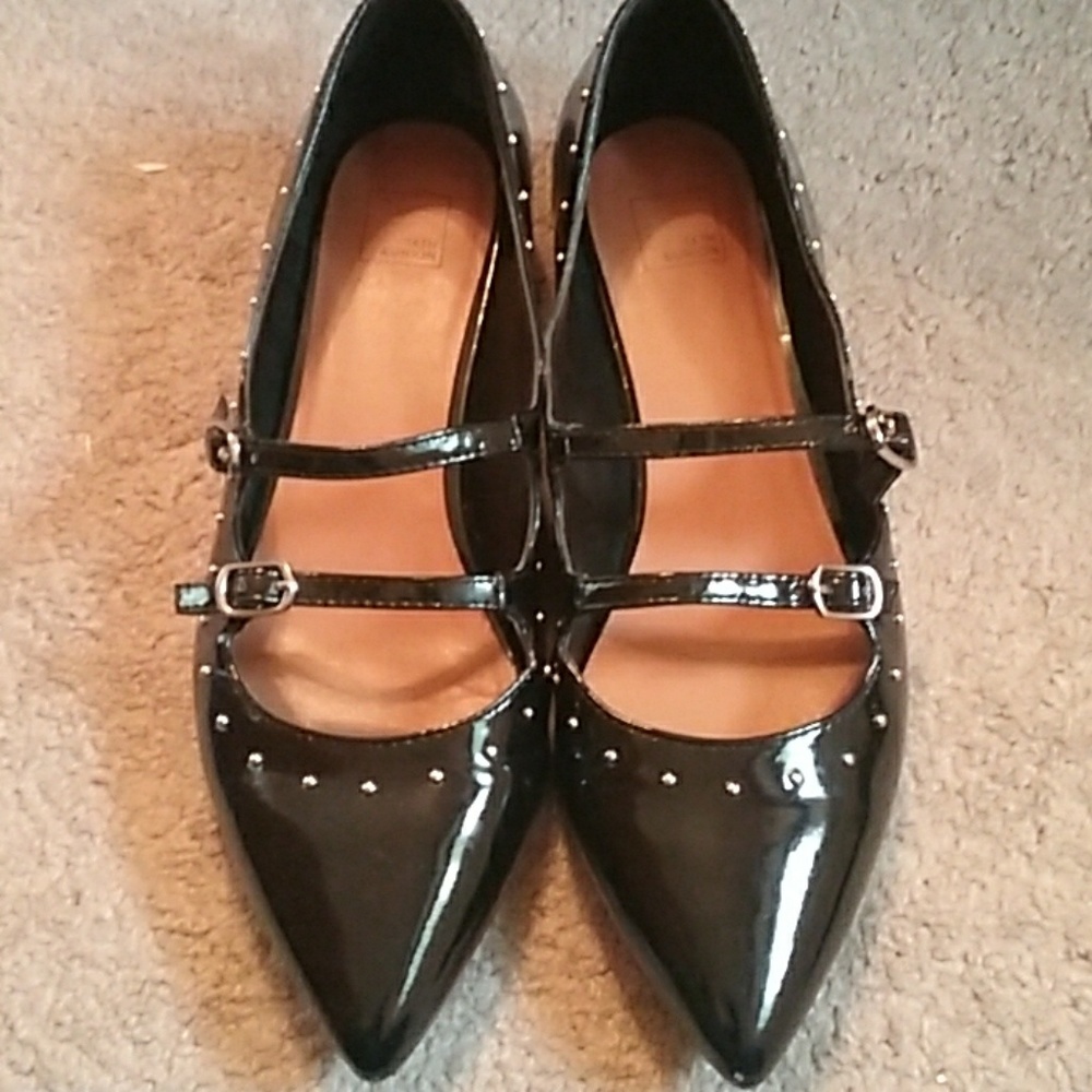 Mary Jane double buckle studded flats 7 1/2
